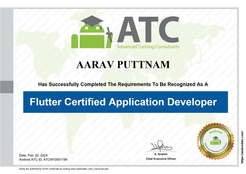 Flutter Certified Application Developer certificate