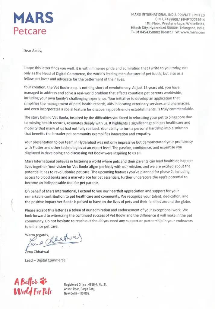 Mars Letter of Recommendation